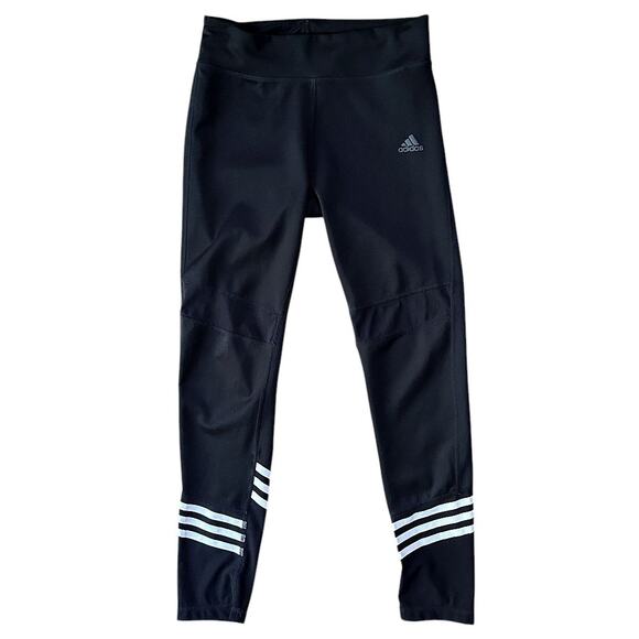 Adidas Standard 19 Logo Black 3 Stripe Athletic Pull On Leggings Women's Small - Picture 1 of 7